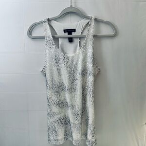 INC‎ International Concepts White Silver Sequin Sleeveless Tank Top